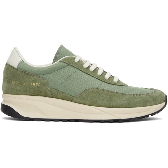 Common Projects "Track 80" Suede/Nylon Classic Sneakers Green - Picture 1 of 7